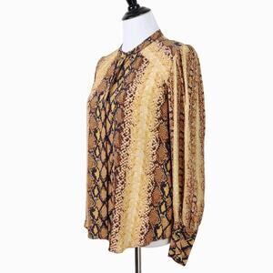 Joie Size S Talin Snakeskin Print Button Down Blouse Fading Sun Tan
